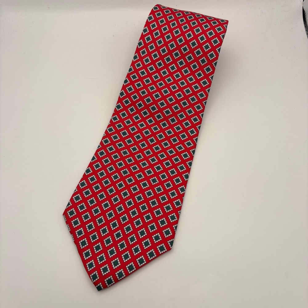 Gant‎ Salty Dog Mens Red Geometric Medallion 100% Italian Silk Tie Made in USA